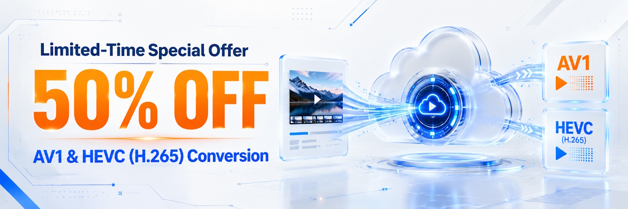 Limited-Time Special Offer: 50% Off AV1 & HEVC (H.265) Conversion